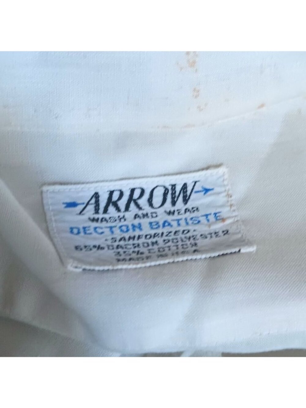 Arrow Decton Shirt Batiste Vintage Men's XL Short Sleeve 1970's Button-Up Dacron